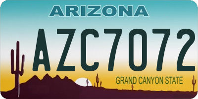 AZ license plate AZC7072
