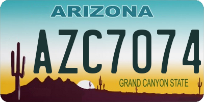 AZ license plate AZC7074