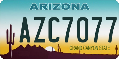 AZ license plate AZC7077
