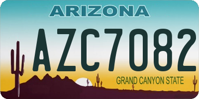 AZ license plate AZC7082