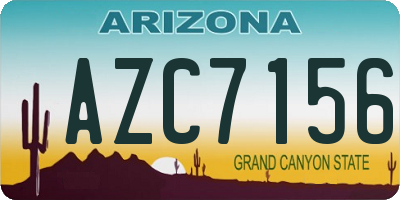AZ license plate AZC7156