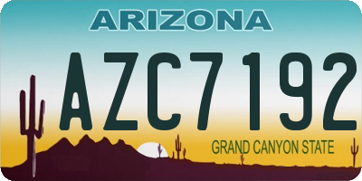AZ license plate AZC7192