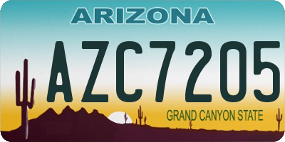 AZ license plate AZC7205