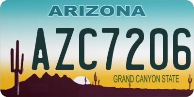 AZ license plate AZC7206