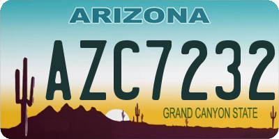 AZ license plate AZC7232