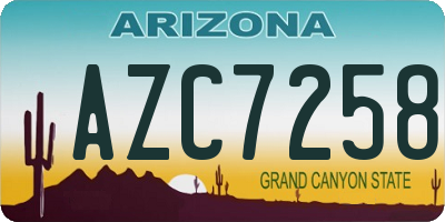 AZ license plate AZC7258