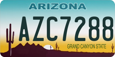 AZ license plate AZC7288