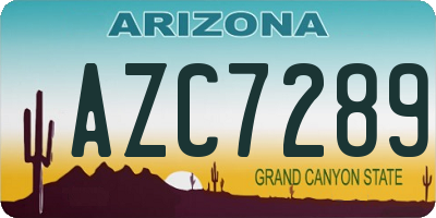 AZ license plate AZC7289