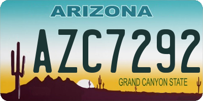 AZ license plate AZC7292