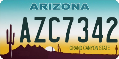 AZ license plate AZC7342