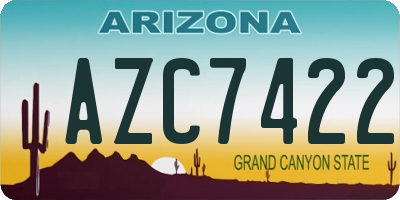 AZ license plate AZC7422