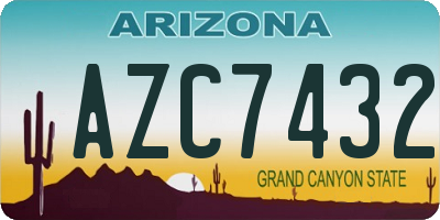 AZ license plate AZC7432
