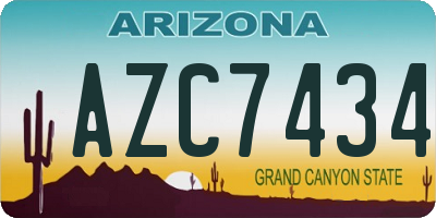 AZ license plate AZC7434