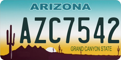 AZ license plate AZC7542