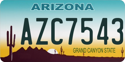 AZ license plate AZC7543