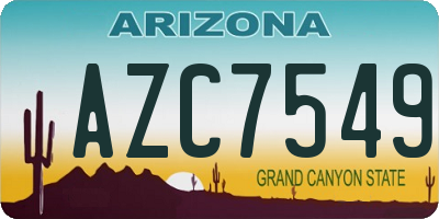 AZ license plate AZC7549