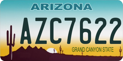 AZ license plate AZC7622