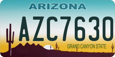 AZ license plate AZC7630