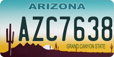 AZ license plate AZC7638