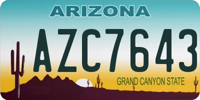 AZ license plate AZC7643