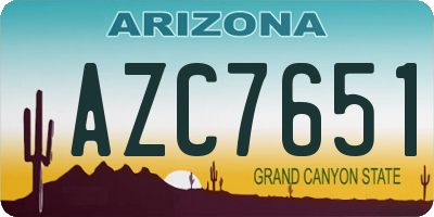 AZ license plate AZC7651