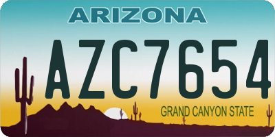 AZ license plate AZC7654