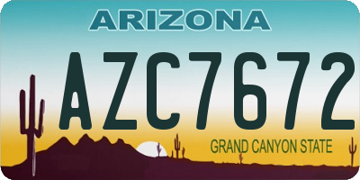 AZ license plate AZC7672