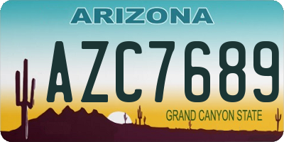 AZ license plate AZC7689