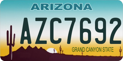 AZ license plate AZC7692