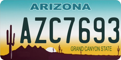 AZ license plate AZC7693
