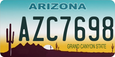 AZ license plate AZC7698