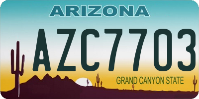 AZ license plate AZC7703