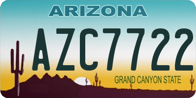 AZ license plate AZC7722
