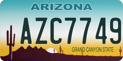 AZ license plate AZC7749
