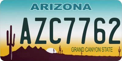 AZ license plate AZC7762