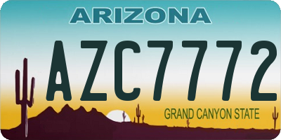AZ license plate AZC7772