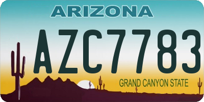 AZ license plate AZC7783