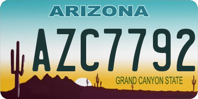 AZ license plate AZC7792