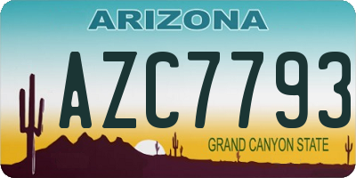 AZ license plate AZC7793