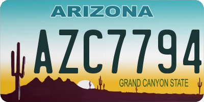 AZ license plate AZC7794