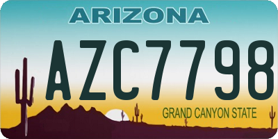 AZ license plate AZC7798