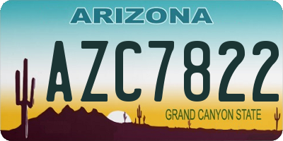 AZ license plate AZC7822