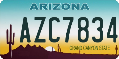 AZ license plate AZC7834