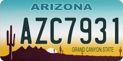 AZ license plate AZC7931