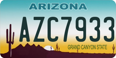 AZ license plate AZC7933