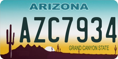 AZ license plate AZC7934