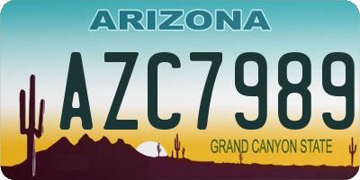 AZ license plate AZC7989