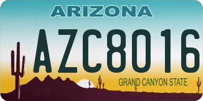 AZ license plate AZC8016