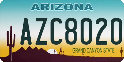 AZ license plate AZC8020