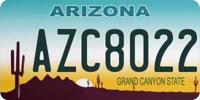AZ license plate AZC8022